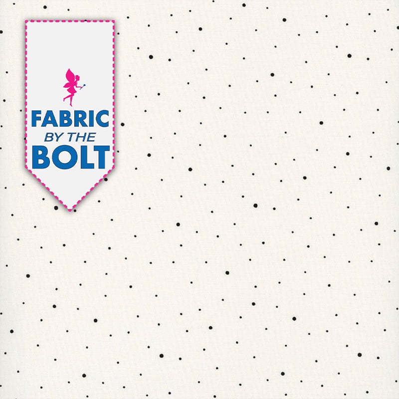 10 Yard Bolt of Dapple Dot Black Dots on Off White Full Bolt