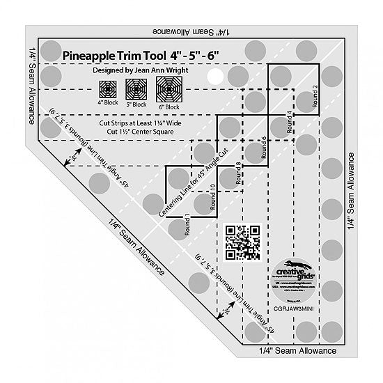 Creative Grids Pineapple Mini Trim Tool for 4 Inch, 5 Inch or 6 Inch Finished Blocks