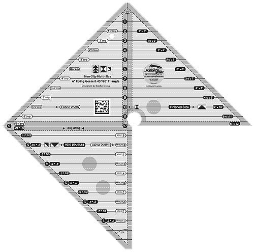 Creative Grids Multi-Size 6 Inch Flying Geese & 45 Degree/90 Degree Triangle