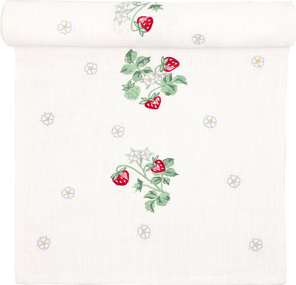 GreenGate Table Runner Berry White with Embroidery
