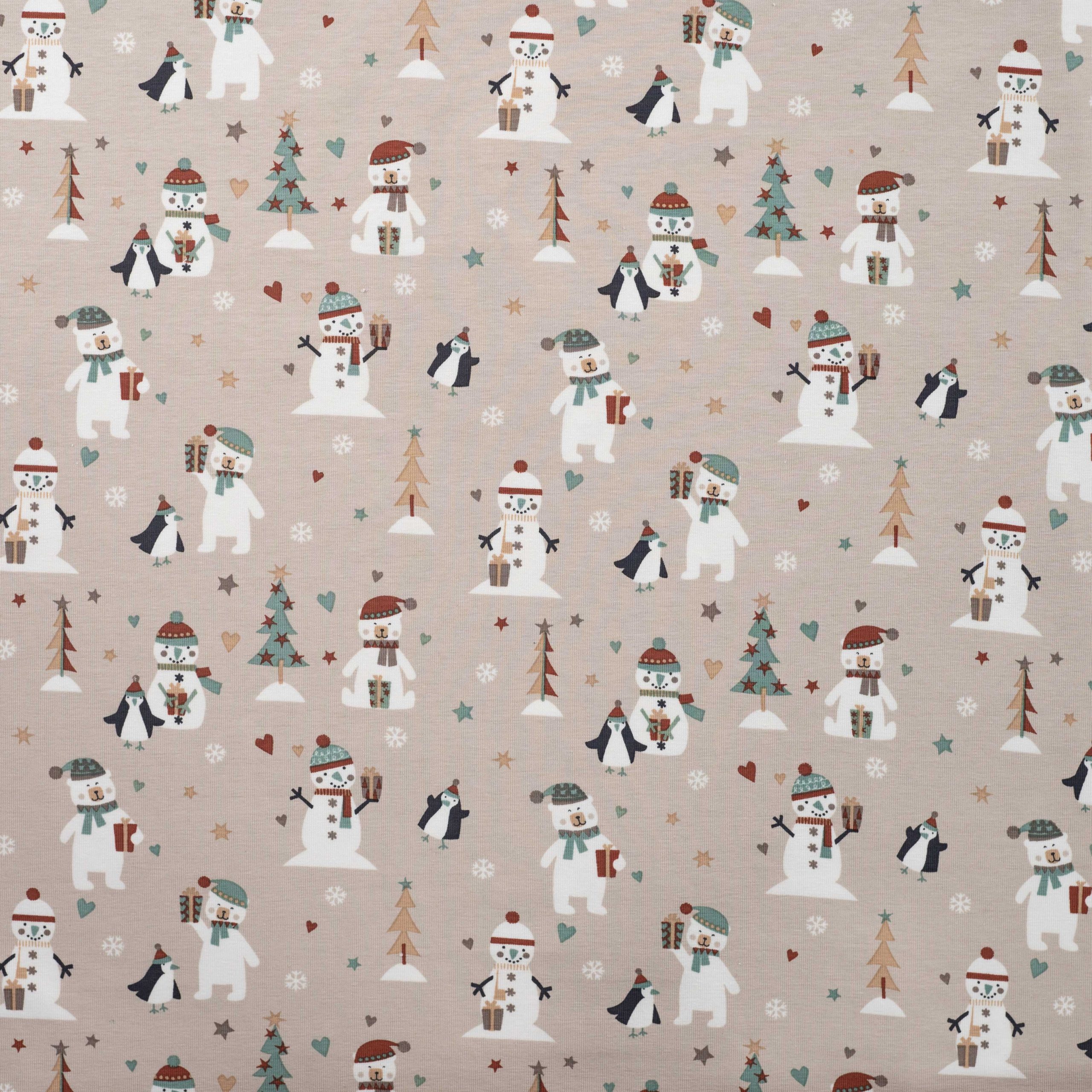 Jersey - Winter Snowmen Party Beige