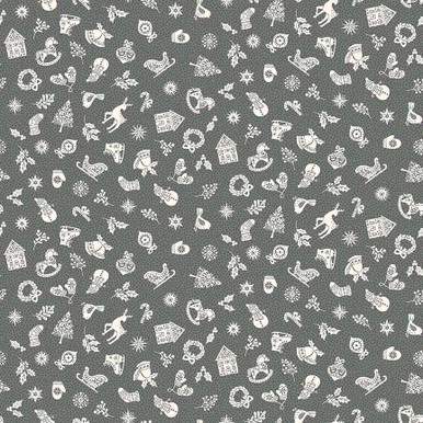 Scarletreef Fabric C - Makower Fabrics - Scandi 2025 - 113-S - Chams Grey