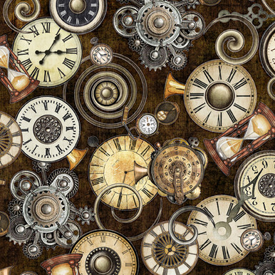 CLEARANCE Ferris Wheel Fabric C - QT Fabrics - Steampunk - 29564-A