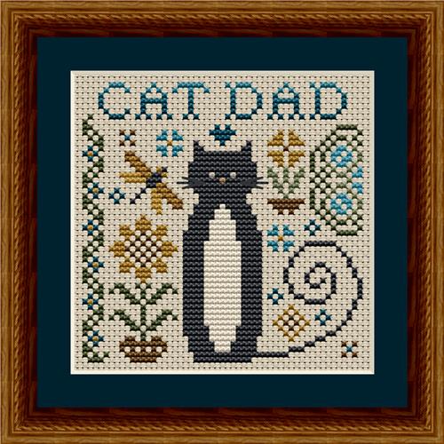 Cat Dad Cross Stitch Pattern by Happiness Is HeartMade