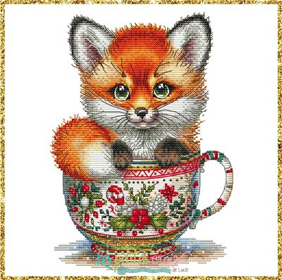 Christmas Animal Cup Fox Cross Stitch Pattern by Les Petites Croix de Lucie