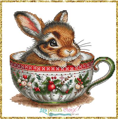 Christmas Animal Cup Rabbit Cross Stitch Pattern by Les Petites Croix de Lucie