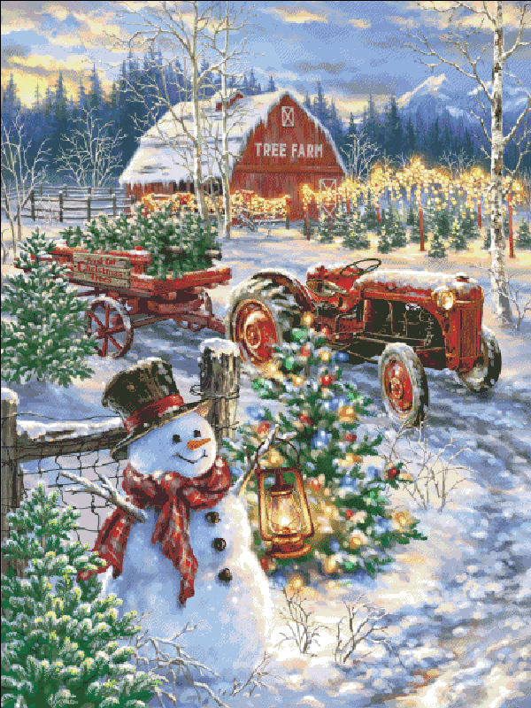 Mini Christmas Tree Farm FULL COVERAGE Cross Stitch Pattern by Heaven and Earth Designs