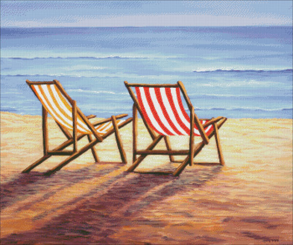 Day At The Beach FULL COVERAGE Cross Stitch Pattern by Heaven and Earth Designs