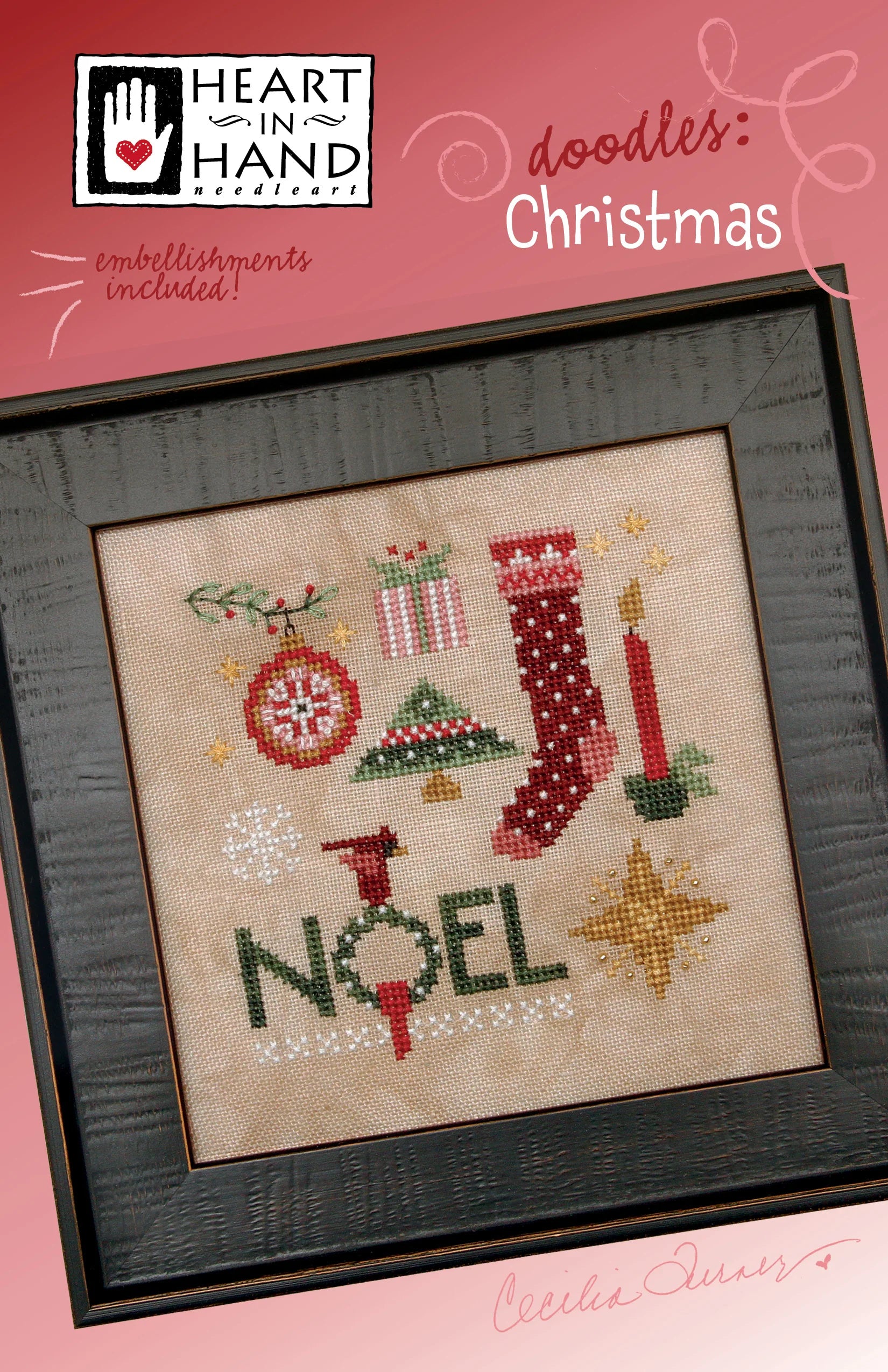 Doodles: Christmas Cross Stitch Pattern Heart in Hand