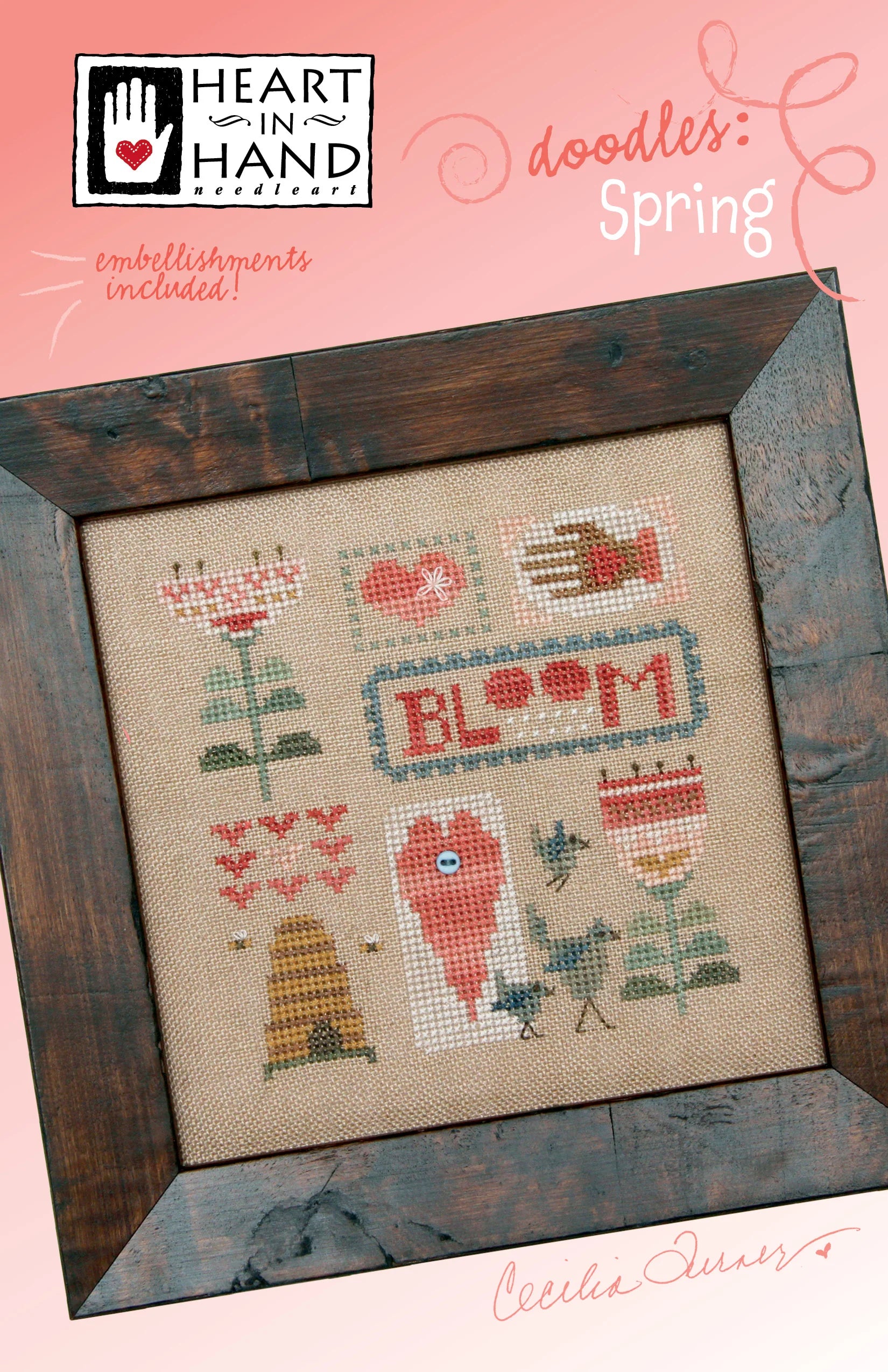 Doodles: Spring Cross Stitch Pattern Heart in Hand