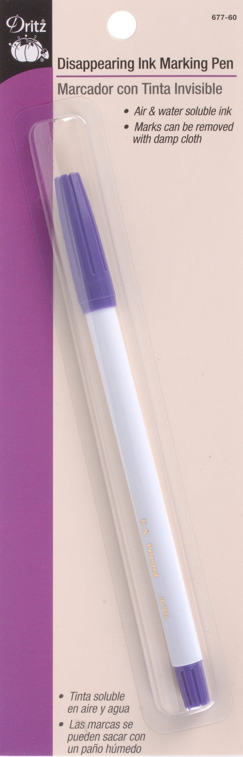 Dritz Disappearing Ink Pen Purple Water Soluable Marker