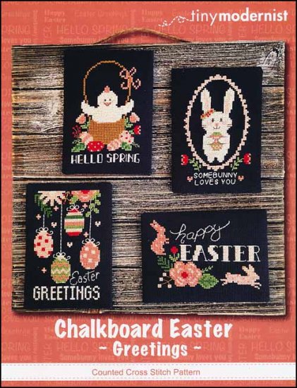 Easter Chalkboard Greetings Cross Stitch Pattern by Tiny Modernist