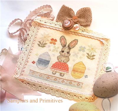 Easter Bunny Girl Cross Stitch Pattern by Samplers and Primitives
