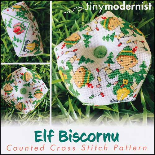 Elf Biscornu Cross Stitch Pattern by Tiny Modernist