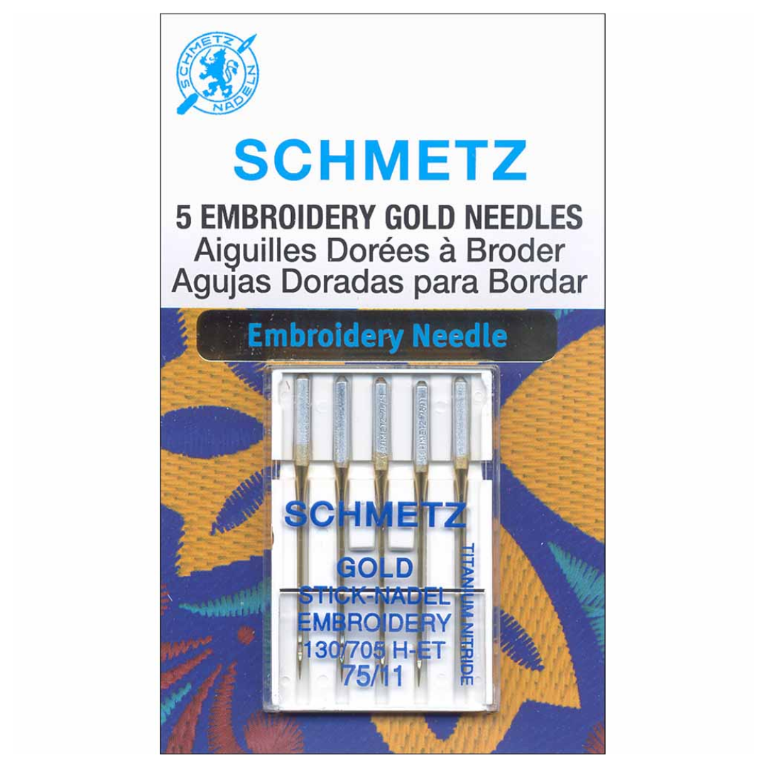 Schmetz Gold Titanium Embroidery Machine Needles Size 75/11 #1824 (5/Pkg)
