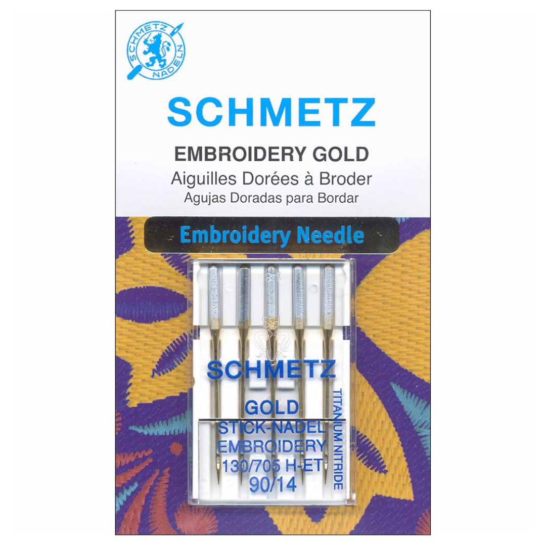 Schmetz Gold Titanium Embroidery Machine Needles Size 90/14 #1825 (5/Pkg)