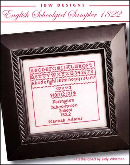 English Schoolgirl Sampler 1822 Cross Stitch Pattern by JBW Designs