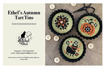 Ethel's Autumn Tart Tins Cross Stitch Pattern by Stitches by Ethel