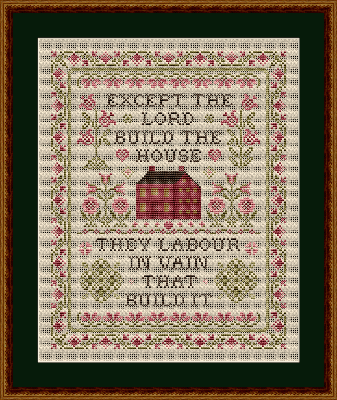 Except The Lord Build The House Cross Stitch Pattern by Happiness Is HeartMade