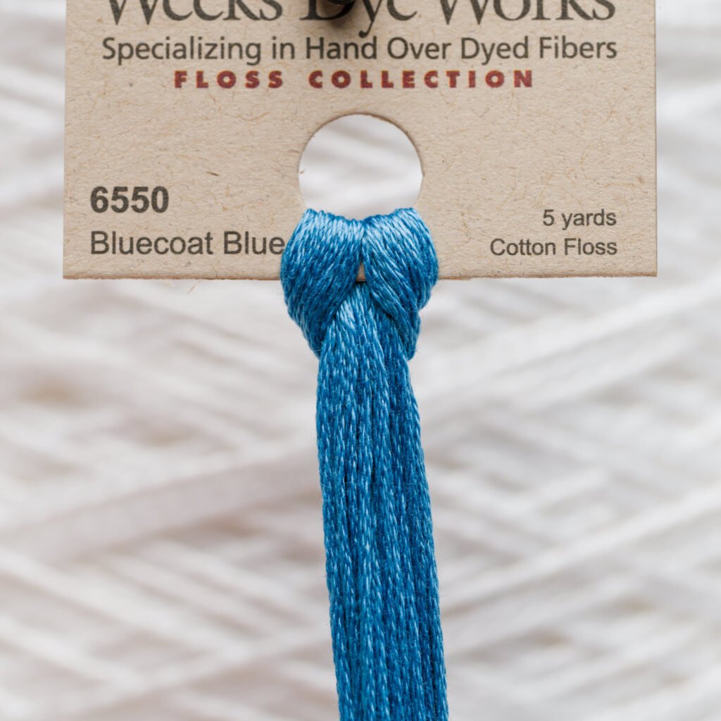 Weeks Dye Works Cotton Floss – 6550 Bluecoat Blue – 5 Yards, Hand-Dyed