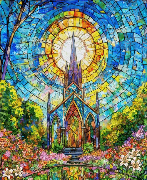 Faith in Full Color Turquoise/Multi Panel 36" x 43"