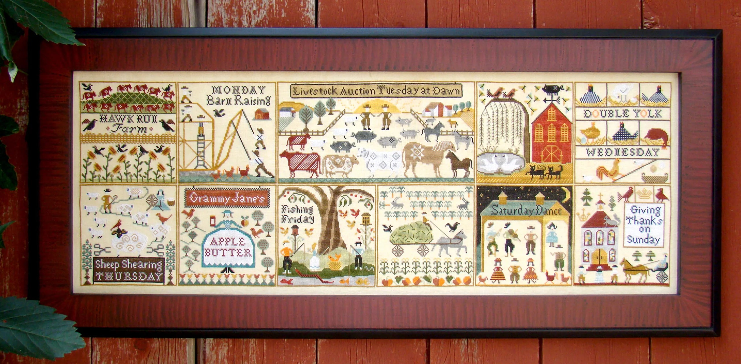 The Farms of Hawk Run Hollow Cross Stitch Pattern by Carriage House Samplings