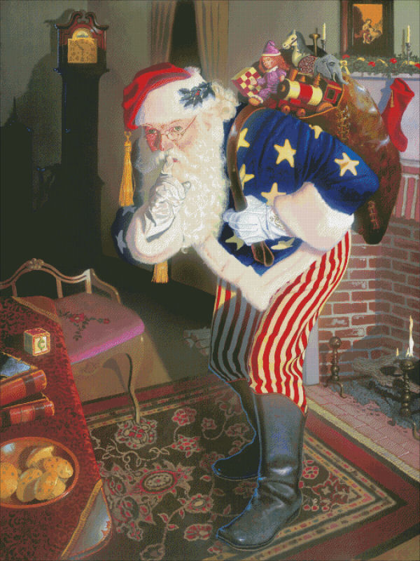 Father Christmas Civil War FULL COVERAGE Cross Stitch Pattern by Heaven and Earth Designs