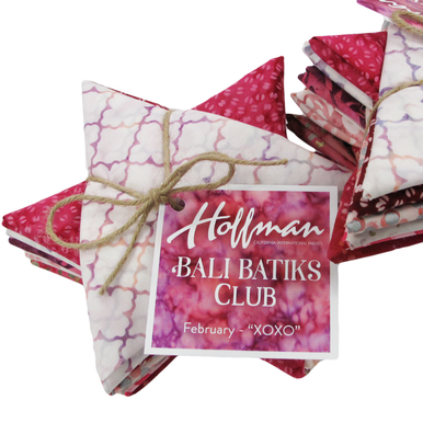 Hoffman Bali Batik Club - February 2024 "XOXO" - 12 Coordinating Fat Quarters - Quilting Cotton