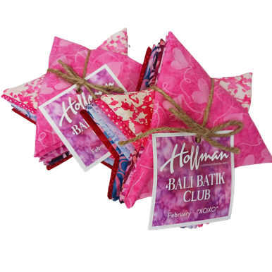 Hoffman Bali Batik Club - February 2025 "XOXO" - 12 Coordinating Fat Quarters - Quilting Cotton