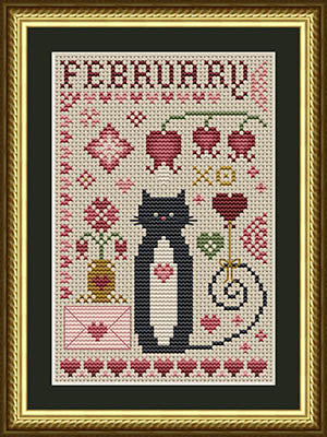 February Cat Cross Stitch Pattern by Happiness Is Heartmade