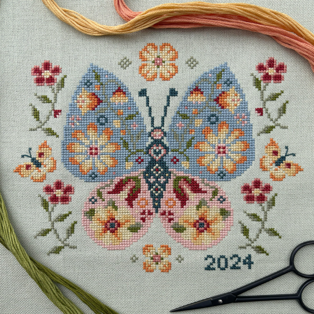 Floral Butterfly AIDA Cross Stitch Kit by Love Poppet
