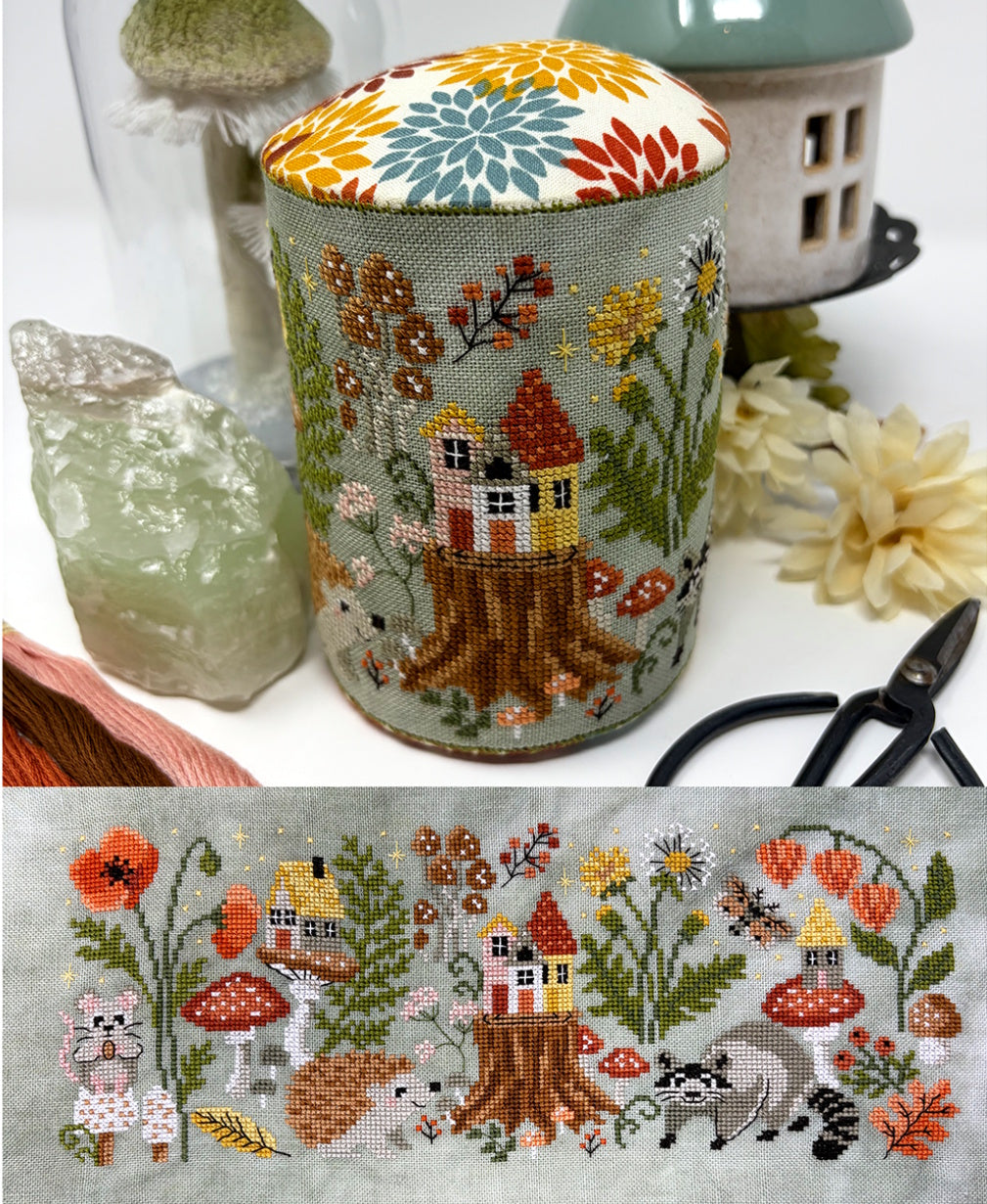 Tiny Modernist FOREST VIEW DRUM Cross Stitch Pattern