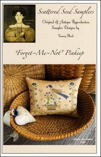Forget Me Not Pinkeep Cross Stitch Pattern by Scattered Seed Samplers