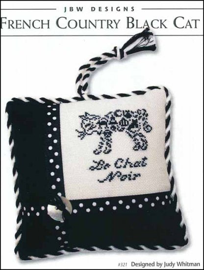 French Country Black Cat Cross Stitch Pattern by JBW Designs