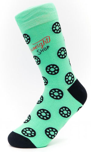 Quilt Socks - Green with Black Bobbins