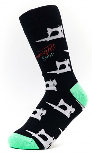 Quilt Socks - Black With White Featherweights