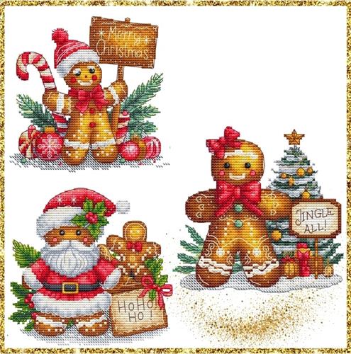Gingerbreads Trio Cross Stitch Pattern by Les Petites Croix De Lucie