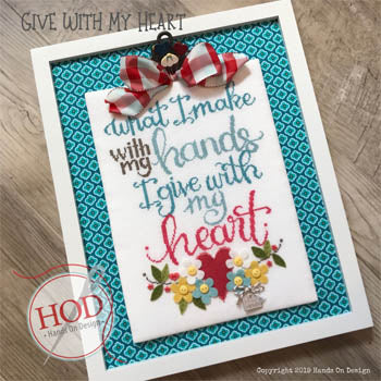 Give With My Heart Cross Stitch Pattern by Hands On Design