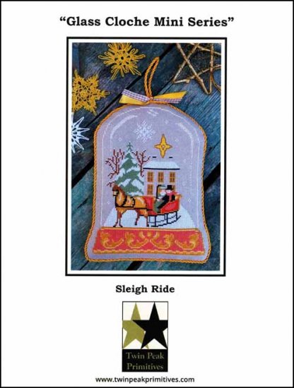 Glass Cloche Mini Series: Sleigh Ride Cross Stitch Pattern by Twin Peak Primitives