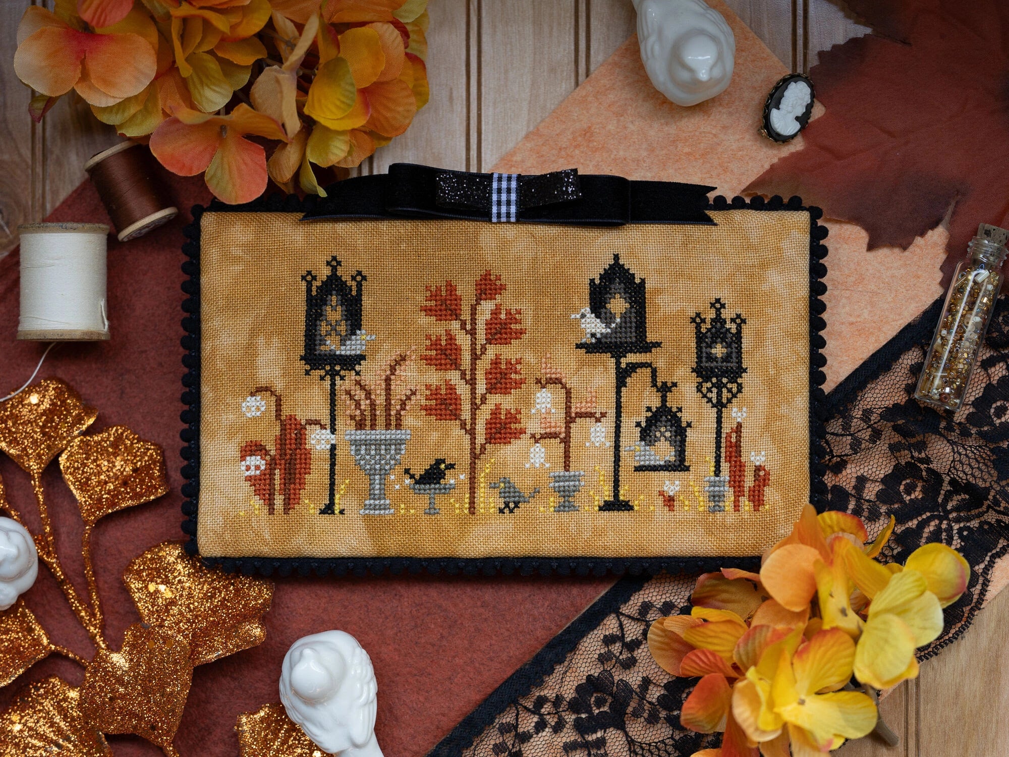 Sprouting Lupine GOTHIC BIRDHOUSES Cross Stitch Pattern