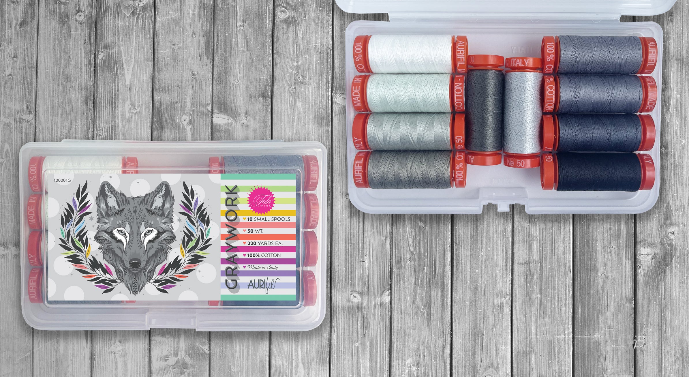 Graywork (10 Small Spools) by Tula Pink - Aurifil