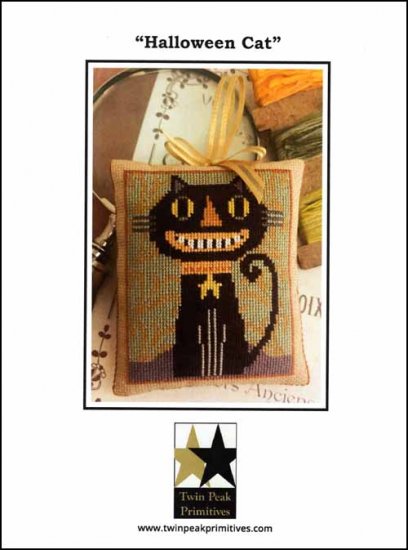 Halloween Cat Cross Stitch Pattern by Twin Peak Primitives