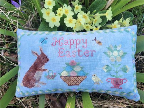 Happy Easter Bunny Cushion Cross Stitch Pattern by crowsfeetstitching