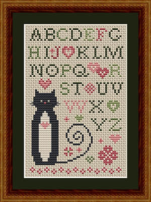 Heart Alphabet Cat Cross Stitch Pattern by Happiness Is HeartMade