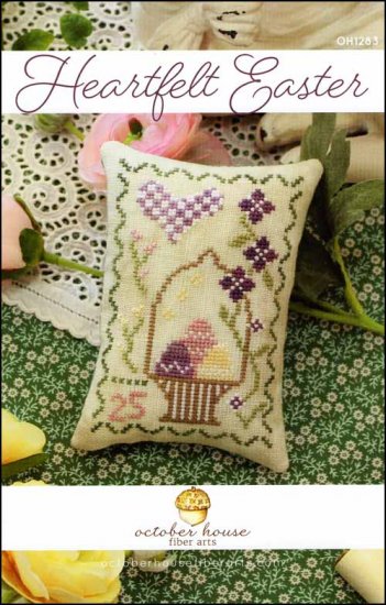 Heartfelt Easter Cross Stitch Pattern by October House Fiber Arts