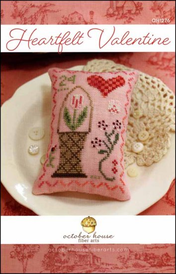 Heartfelt Valentine Cross Stitch Pattern by October House Fiber Arts