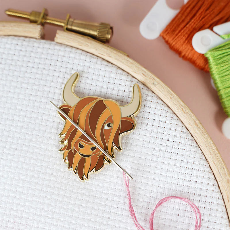 Highland Cow Magnetic Needle Minder by Caterpillar Cross Stitch