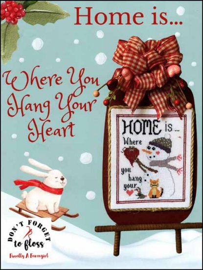 Home Is Where You Hang Your Heart Cross Stitch Pattern by Finally A Farmgirl