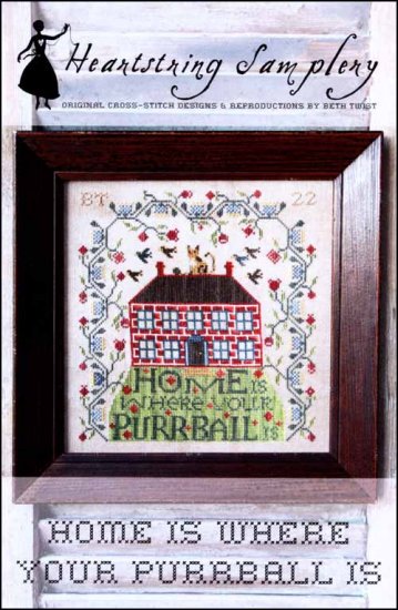 Home Is Where Your Purrball Is Cross Stitch Pattern by Heartstring Samplery