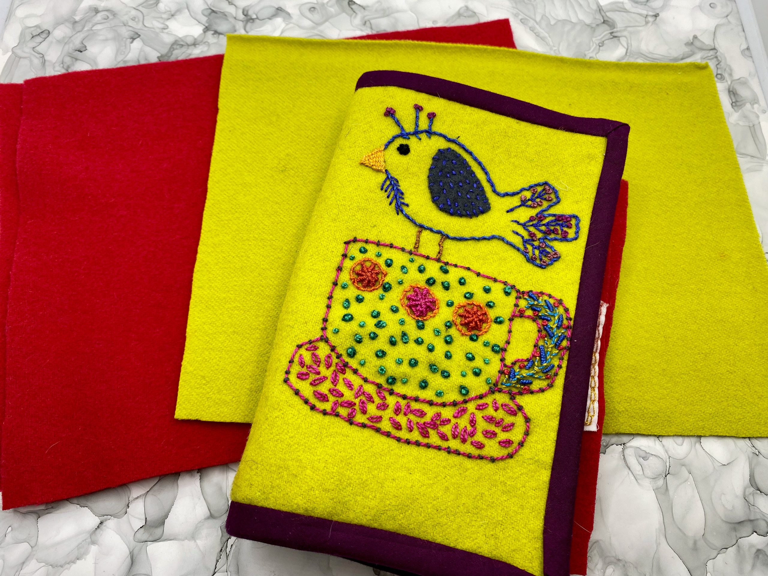 Felt Rectangles for the Tea Bird Needle Case pattern by Sue Spargo